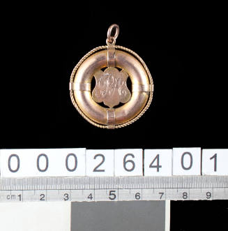 Fob in the shape of a life ring awarded to P Albert, 1907