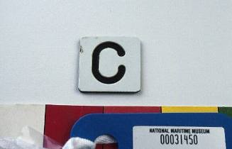Lifebelt cupboard sign 'C' from the P&O cruise liner TSS FAIRSTAR