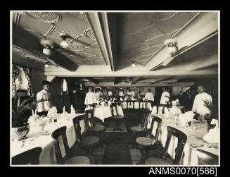1st class dining saloon of an E&A ship