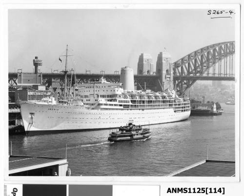 P&O passenger liner IBERIA moored starboard side to wharf at the Circular Quay, Sydney Harbour