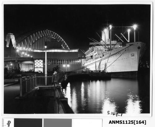 P&O liner ORONSAY at the International Terminal, Circular Quay with part of the Sydney Harbour Bridge in the background