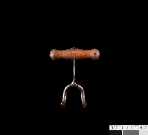 Iron hand or bag hook with wooden handle