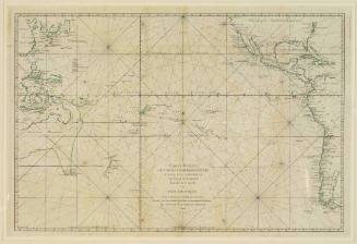 Carte Reduite des Mers Comprises entre L'Asia et L'Amerique Apelees par les Navigateurs Mer De Sud ou Mer Pacifique pour servir aux Vaisseaux du Roi 1742
