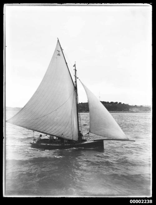 Gaff sloop-rigged half-decker,  inscribed 0