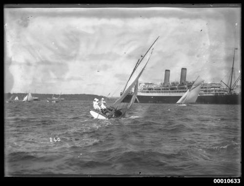 SASC half-decker and ocean liner on Sydney Harbour