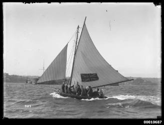 18-footer AUSTRALIAN or AUSTRALIA under sail on Sydney Harbour