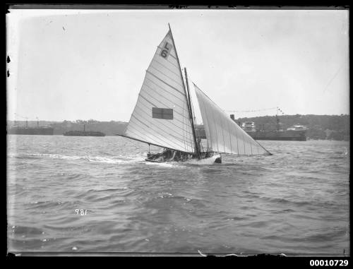 12-foot skiff sailing on Sydney Harbour