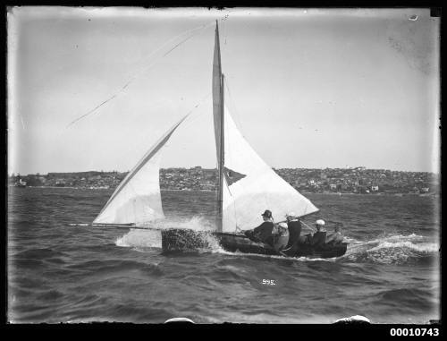 16-foot skiff sailing on Sydney Harbour