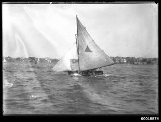 Skiff sailing near Balmain on Sydney Harbour