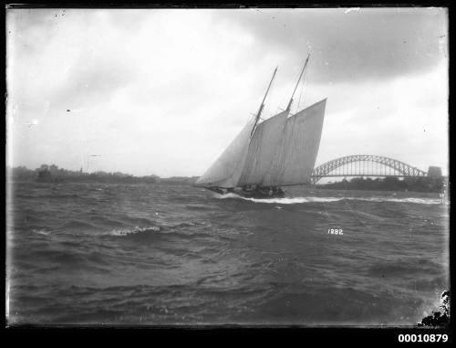 Schooner at Fort Denison, Sydney Harbour, inscribed1282