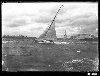 Sailing vessel at Neutral Bay, with the Sydney Harbour Bridge visible in the background