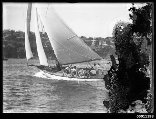 Sailing vessel on Sydney Harbour, inscribed 1974