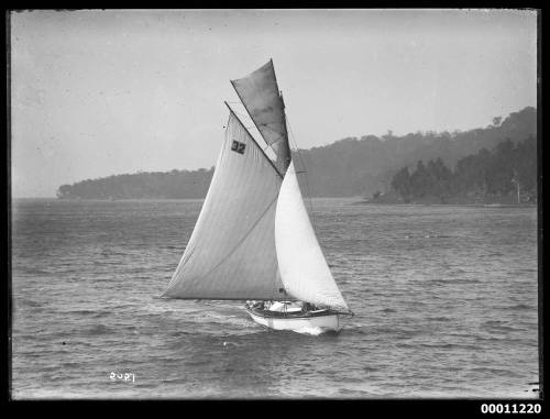 Sailing vessel on Pittwater, inscribed 2027