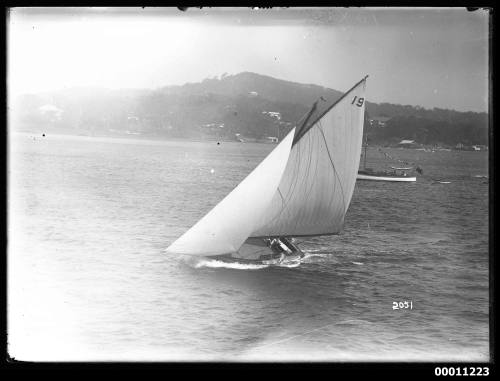 Sailing vessel on Pittwater, inscribed 2051