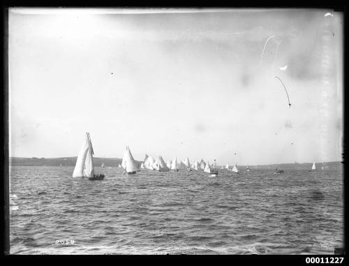 18-footers and other  vessels on Sydney Harbour, inscribed 2058