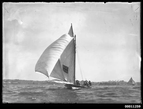 18-footer AUSTRALIA sailing under main and balloon jib on Sydney Harbour