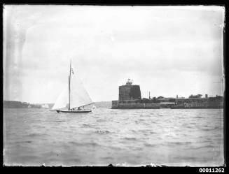 21-foot Restricted Class yacht BOOMERANG at Fort Denison, Sydney Harbour, inscribed  2115