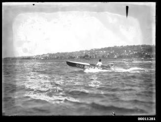 Speedboats BILLY BOY and ELTON cross Rose Bay  Sydney Harbour.