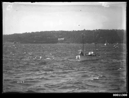 Crew being rescued on Sydney Harbour