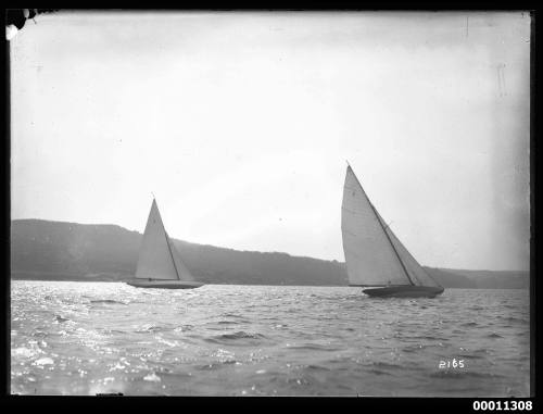 Two 8-metre class yachts, NORN and BRAND V on Sydney Harbour, INSC 2165