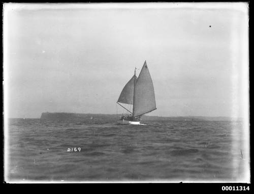 Transom-sterned yacht at Sydney Heads, inscribed 2169