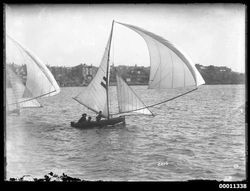 16-foot skiff sailing near Balmain, Sydney Harbour