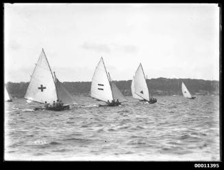 18-foot skiffs on Sydney Harbour, Athol Bight in background