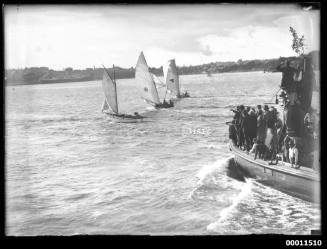 Skiffs and spectator boats on Sydney Harbour, inscribed 2342