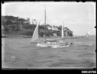 Yawl IOLE near Bradleys Head, Sydney Harbour