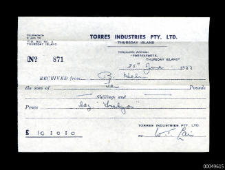 Torres Industries Pty Ltd receipt