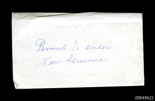 Envelope containing a memorandum sent to Captain Helm
