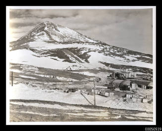 McMurdo station, Antarctica, Observation Hill in background