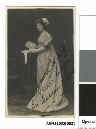 Postcard featuring a black and white Carrie Knight in Duchess of Dantzic