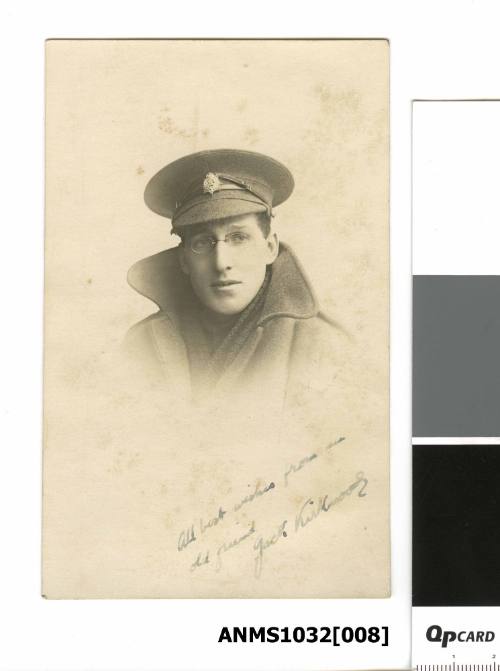 Photographic postcard of solder Jack Kirkwood