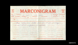 Marconigram from pilot to pilot