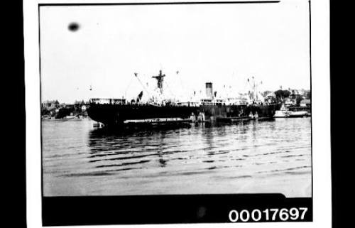 Cargo vessel docked at a wharf