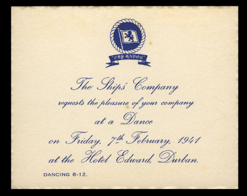 HMS KANIMBLA: The Ship's Company requests the pleasure of your company at a Dance