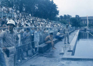 Spectators at a pool in Taiwan