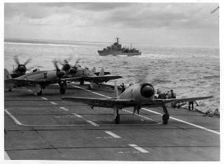 Seaplanes on the deck of aircraft carrier HMAS SYDNEY