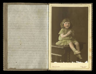 Young girl with colour added to the green dress, tan shoes and the skin