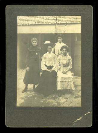 Black and white photograph of four women, one being Beatrice Kerr