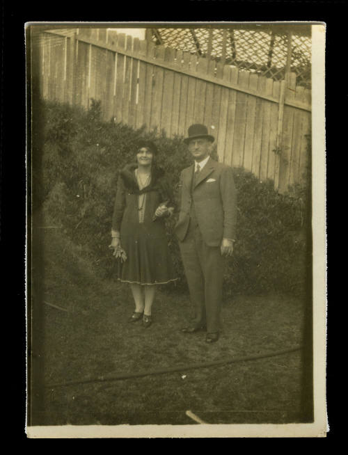 Middle aged man and woman standing next to each other, the woman probably being Beatrice Kerr