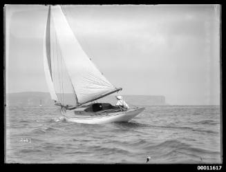 Sloop in a light easterly wind sailing up Sydney Harbour and across Sydney Heads