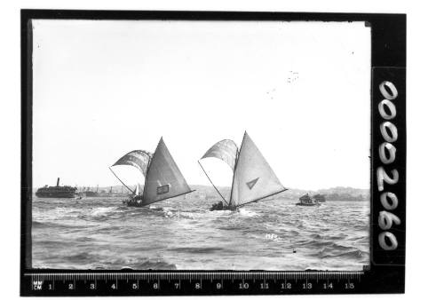 Two 18-footers on Sydney Harbour, N.S.W. and GLORIA.