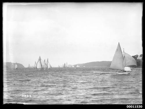 SASC yachts racing on Pittwater, inscribed 2363