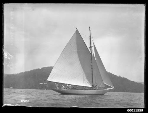 Yacht under sail on Pittwater