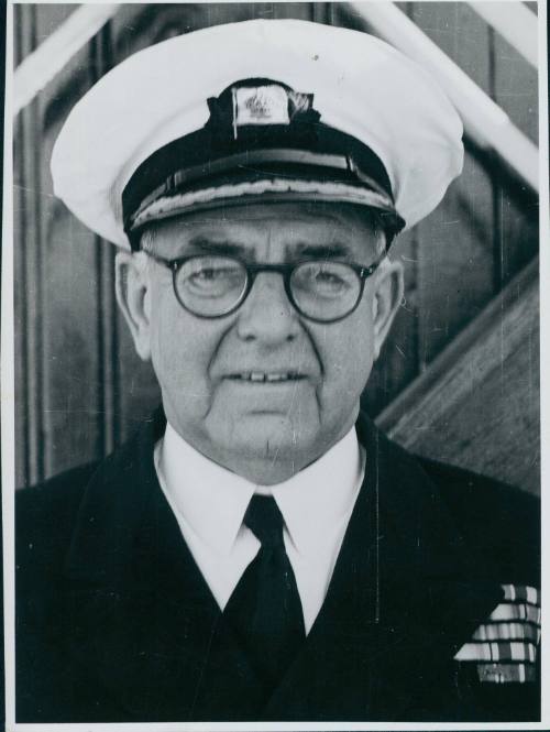 Retired sea staff 58, Commodore RIX [?] Arthur Baxter [?], KBE, DSC RD RNR. Date unknown.