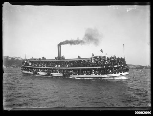 Crowded steam ferry KULGOA on Sydney Harbour