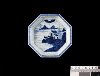 Chinese blue and white octagonal plate