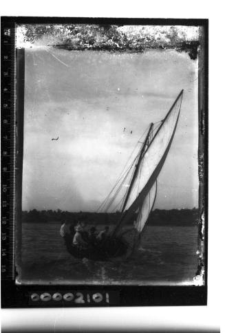 Unidentified open boat sailing on Sydney Harbour